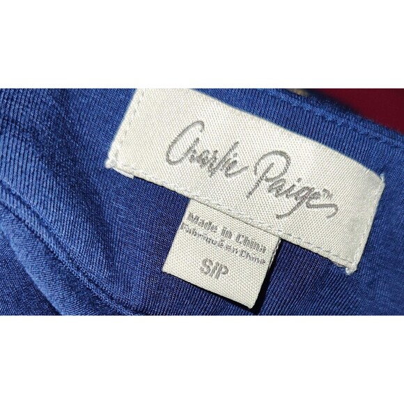 Charlie Paige Blue Summer Dress with Golden Pineapple Designs - Size S - Picture 4 of 5